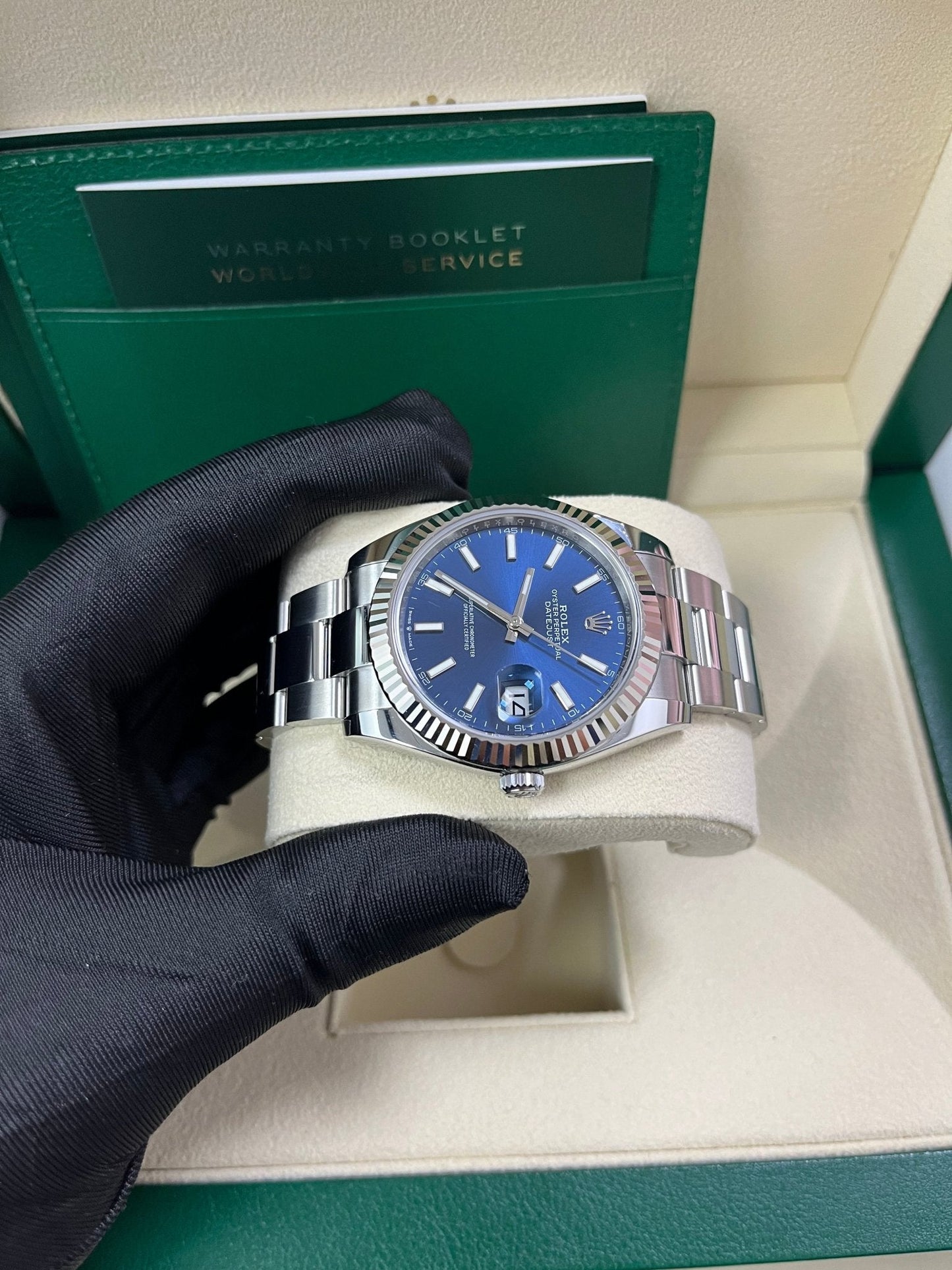 Rolex Datejust 41 White Gold and Steel Blue Index Oyster Bracelet Fluted Bezel (Ref#126334)