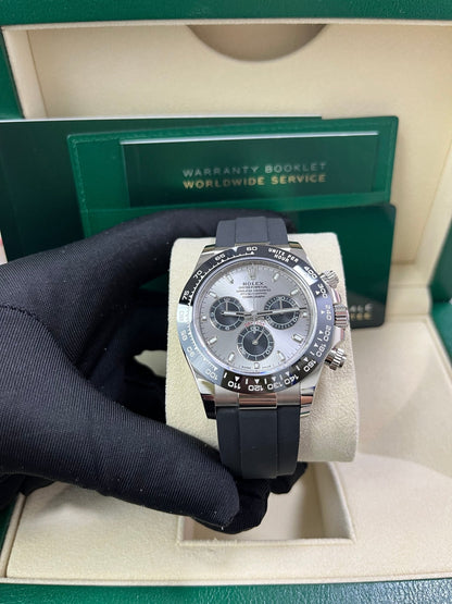 Rolex Daytona 40 White Gold Steel Grey Index Dial Black Sub-Dials Oysterflex (Ref# 116519LN)