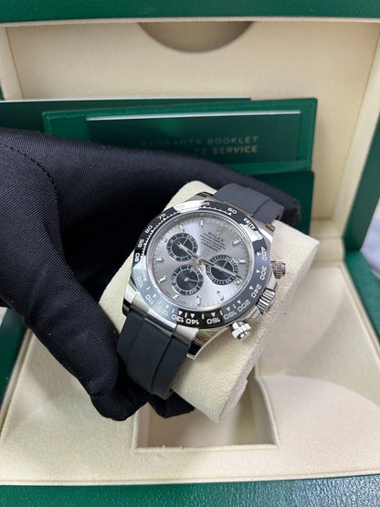 Rolex Daytona 40 White Gold Steel Grey Index Dial Black Sub-Dials Oysterflex (Ref# 116519LN)