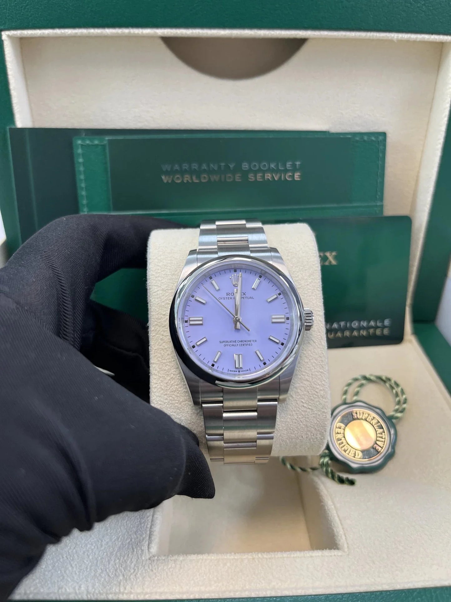 Rolex New Release 2025 Oyster Perpetual Stainless Steel Lavendar Dial 134300