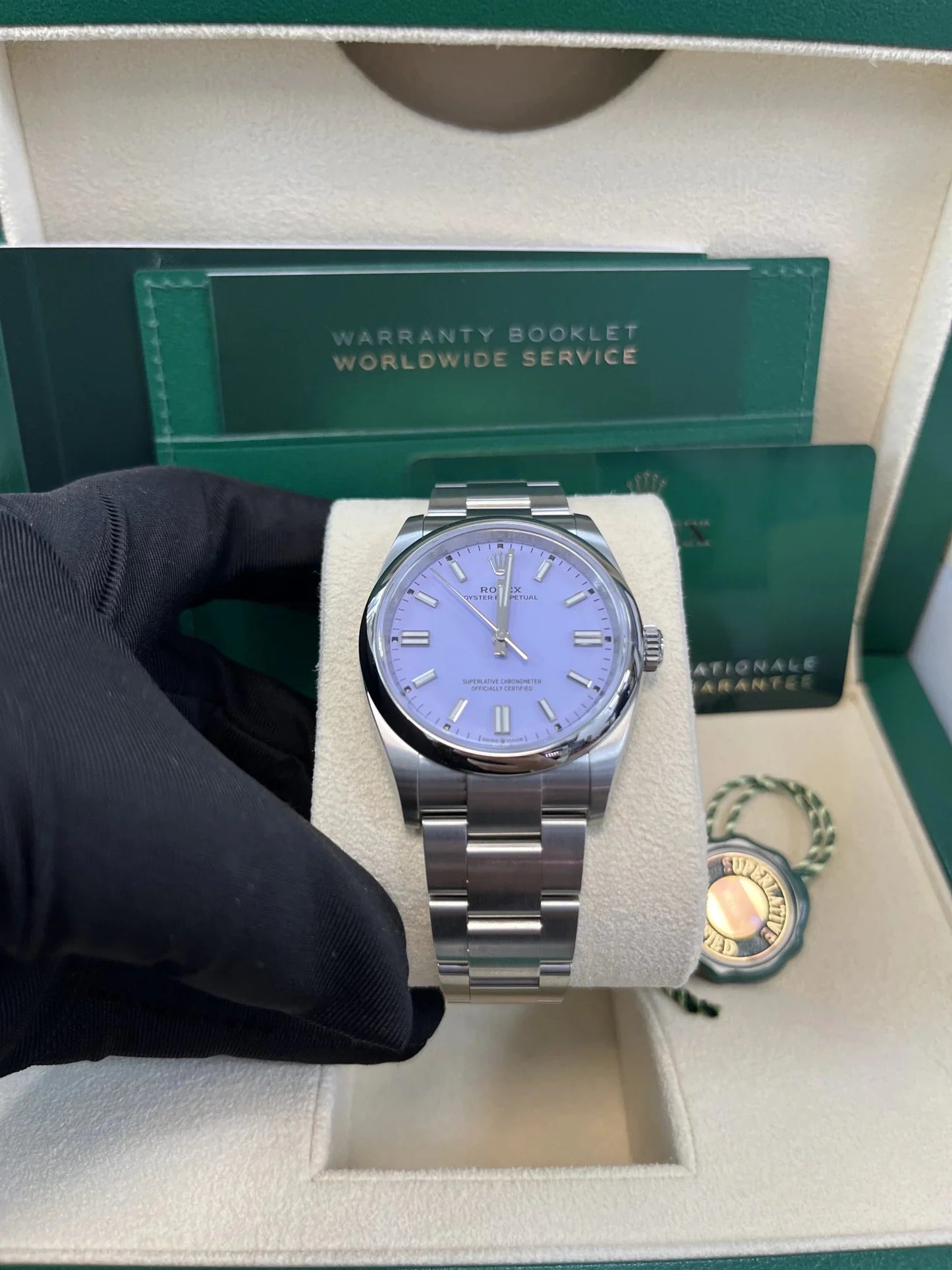Rolex New Release 2025 Oyster Perpetual Stainless Steel Lavendar Dial 134300