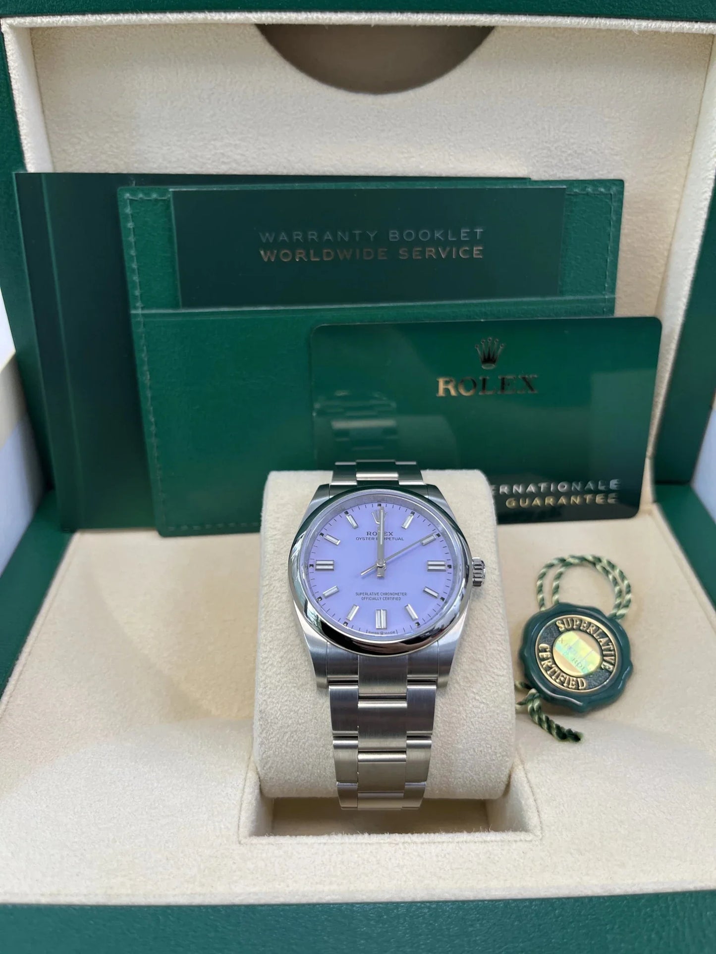 Rolex New Release 2025 Oyster Perpetual Stainless Steel Lavendar Dial 134300