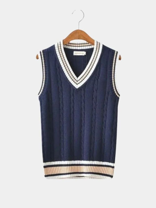 V Neck Elegant Knit Vest - Cross & Crown