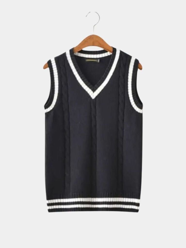 V Neck Elegant Knit Vest - Cross & Crown
