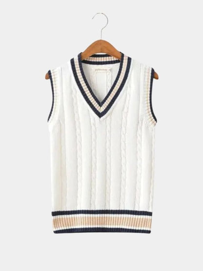 V Neck Elegant Knit Vest - Cross & Crown
