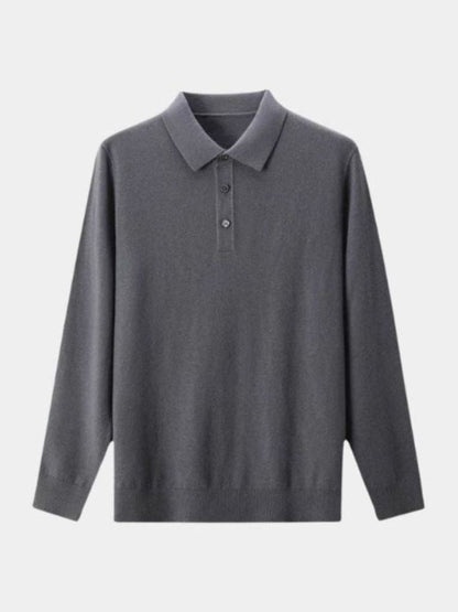Wool Knit Button Up Polo Pullover - Cross & Crown