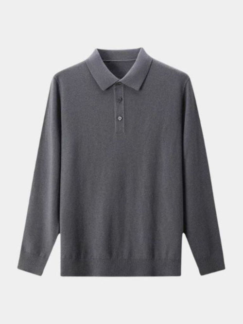 Wool Knit Button Up Polo Pullover - Cross & Crown