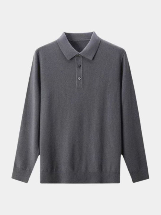 Wool Knit Button Up Polo Pullover - Cross & Crown