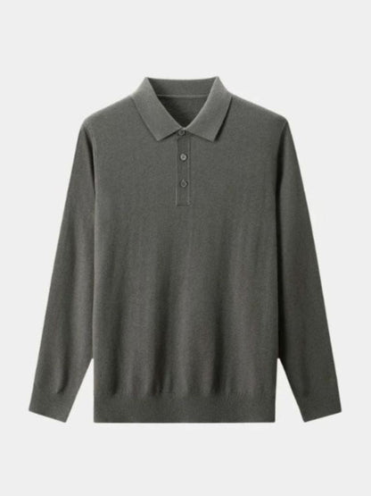 Wool Knit Button Up Polo Pullover - Cross & Crown