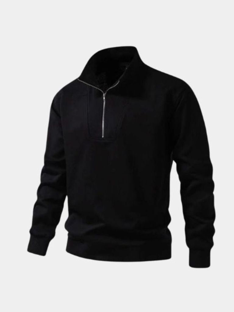 Zip Black Lapel Sports Hoodie Sweatshirt - Cross & Crown