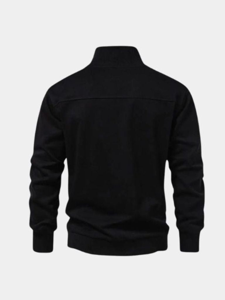 Zip Black Lapel Sports Hoodie Sweatshirt - Cross & Crown