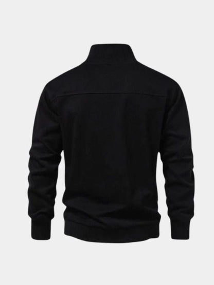 Zip Black Lapel Sports Hoodie Sweatshirt - Cross & Crown
