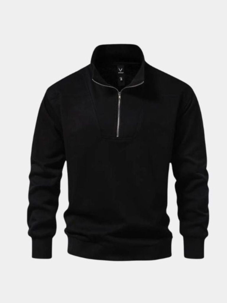 Zip Black Lapel Sports Hoodie Sweatshirt - Cross & Crown