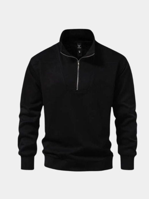 Zip Black Lapel Sports Hoodie Sweatshirt - Cross & Crown